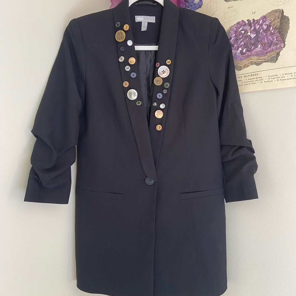 Reworked ASOS Black Blazer with Colorful Button Accents